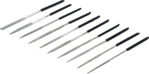 Sada diamantových pilníků | rovné | 140 x 3 mm | 10dílná