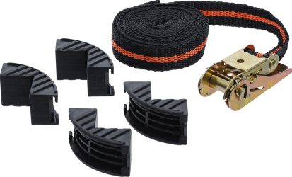 Ráčnový upínací pás | s 4 ochrannými čelistmi | 5 m x 25 mm