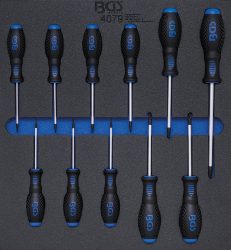 Vložka do dílenského vozíku 2/3: sada šroubováků T-profil (pro Torx) | T6 - T40 | 11dílná