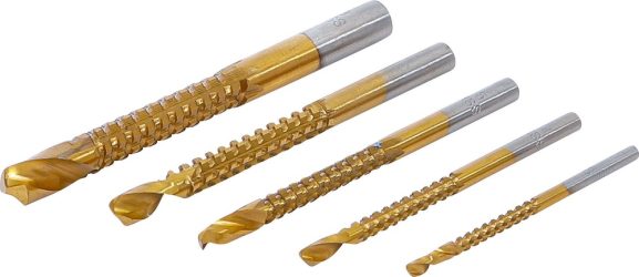 Sada frézovacích vrtáků HSS | s titanovým povrchem | 3 - 8 mm | 5dílná