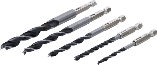 Sada vrtáků do dřeva | 4 - 10 mm | Šestihran | 5dílná