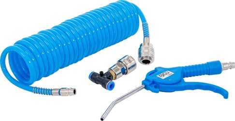 Pneumatická ofukovací pistole | se spirálovou hadicí na stlačený vzduch a T spojkou
