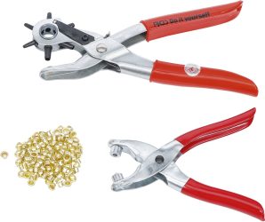 Sada děrovacích kleští s revolverovou hlavou a kleští na duté nýty | 102dílná