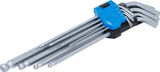 Sada zahnutých klíčů | velmi dlouhé | vnitřní šestihran / vnitřní šestihran s kulovou hlavou 1