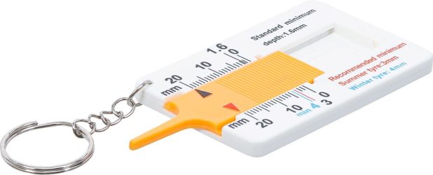 Měřič hloubky dezénu | s přívěskem na klíče | 0 - 20 mm