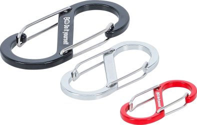 Sortiment karabinek se zdvojeným otvorem | hliník | 3dílný