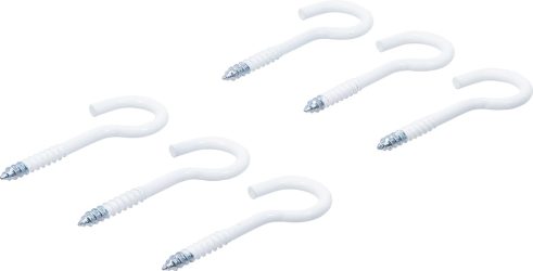 Sada šroubovacích háčků | bílé | s plastovým opláštěním | 60 mm | 6dílná