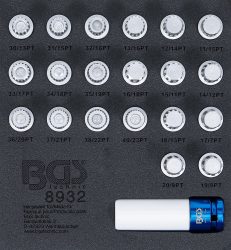 Vložka do dílenského vozíku 1/6: sada zástrčných hlavic pro bezpečnostní šrouby ráfků pro BMW | 21dílná