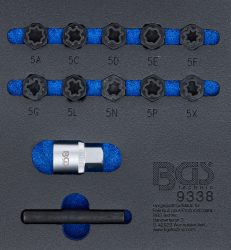 Vložka do dílenského vozíku 1/6: sada zástrčných hlavic pro bezpečnostní šrouby ráfků pro Mercedes-Benz | 12dílná